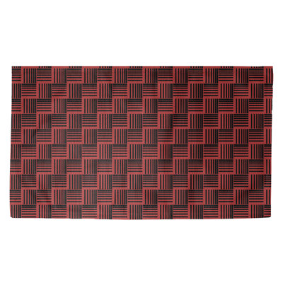 Tapis décoratif rouge à rayures tressées