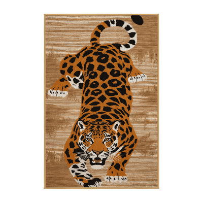 Washable Pantanal Jaguar Big Cats Area Rug