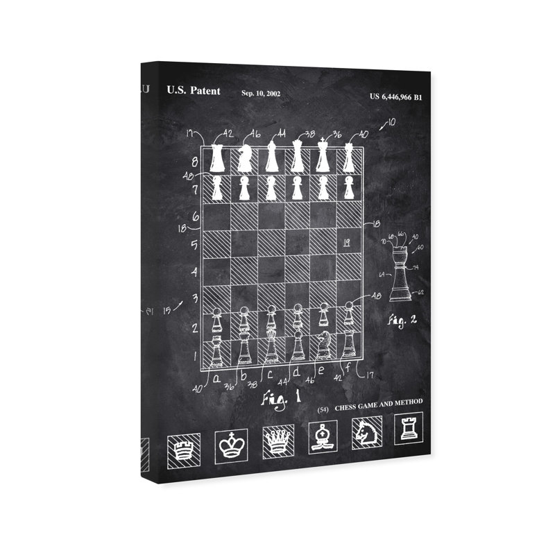 «Chess Game and Method 2000 Chalkboard», reproduction d'art encadrée, H 30 po x l 20 po x P 0,75 po, Toile tendue