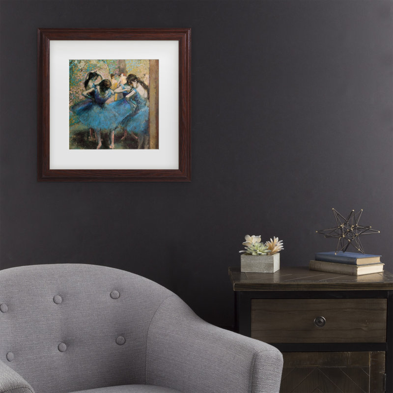 «Dancers In Blue 1890», art encadré par Edgar Degas, H 13,75 po x l 13,75 po x P 0,75 po, Brun