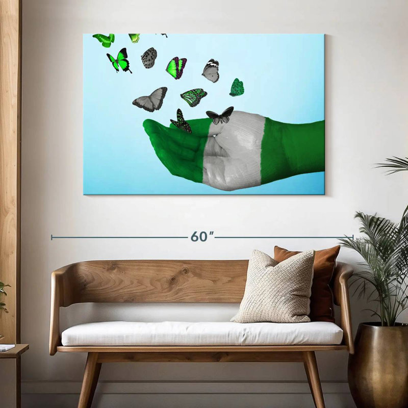Borges Nigeria Flag Butterflies, 32" H x 48" W