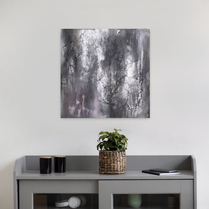 Art mural abstrait contemporain Silver Tide, H 18" x l 18"