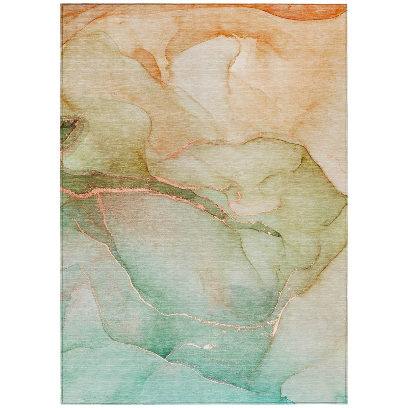 Felicienne Washable Abstract Indoor / Outdoor Rug, Rectangle 9' x 12'