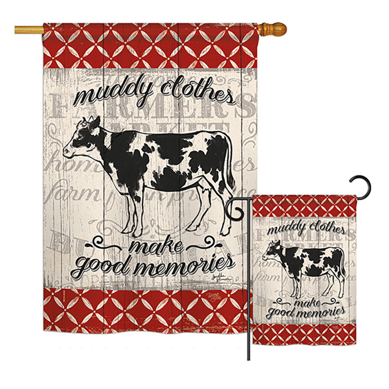 Lait de vache, lait de polyester de 2 côtés 40 x 28 po ensemble de drapeau