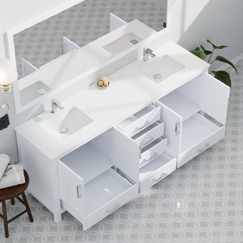 Double Bath Vanity with Carrara Top, Quartz