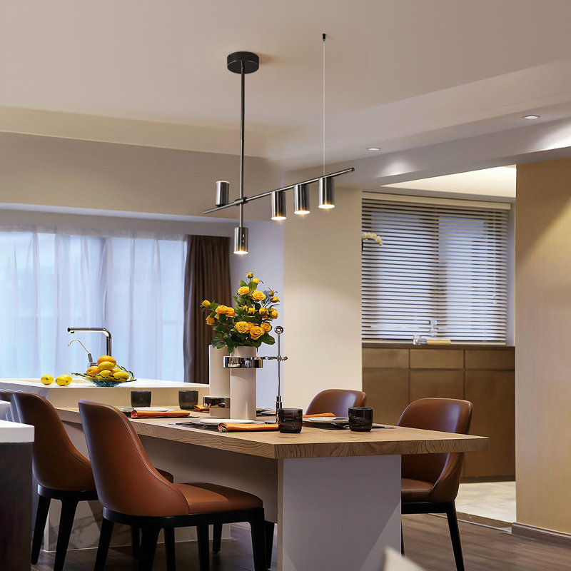 Tais 5 - Light Black LED Kitchen Island Pendant, Electroplated Pearl Black