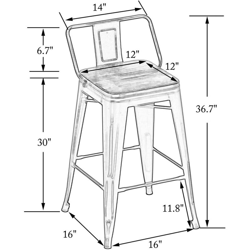 Saleh Counter Stool with Metal Frame, Bar Stool (30" Seat Height), Matte Black