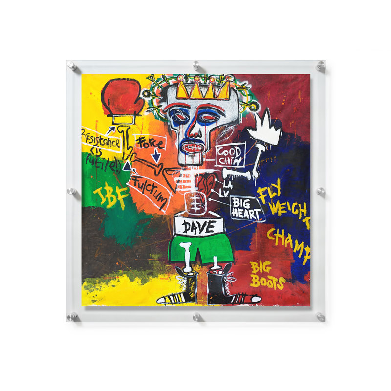 «Dave Boy» par Gareth Maguire, H 36 po x l 36 po, Argent / cadre flottant transparent