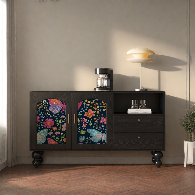 59.1in Multi-functional Sideboard Cabinet, Black