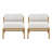 Set Of 2 Outdoor Patio Club Chair, Teak Finished Iron With Off White Cushion