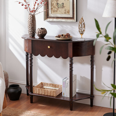 Console demi-cercle en bois massif brun