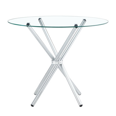 Table de salle à manger ronde en verre transparent avec une forme unique pour 4 à 6 personnes