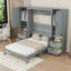 Lit escamotable double en bois avec tiroirs de rangement et tablettes-1756295067