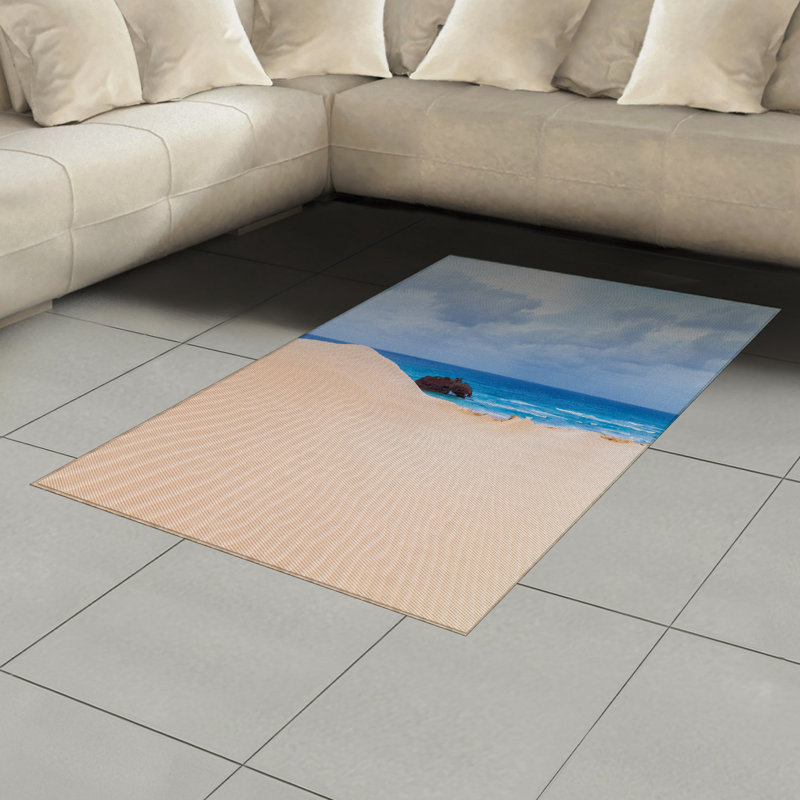 Beach High Density Long Fiber Poly Threads Decorative Area Rug Carpet, Rectangle 4' x 5'8"