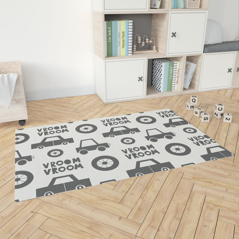 Tapis de jeu pour enfants Vroom, Rectangle 24 po x 36 po, Ivoire/gris anthracite