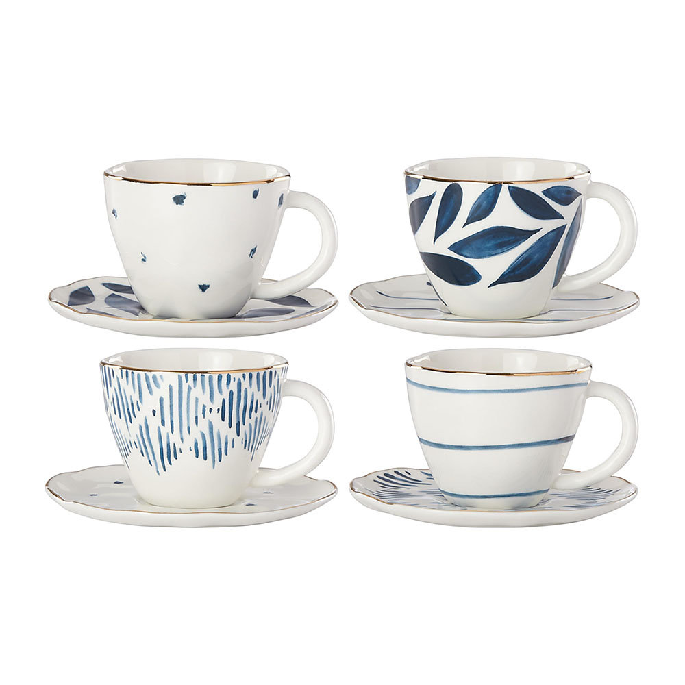Blue Bay 4 Piece Espresso Cup & Saucer Set Lenox