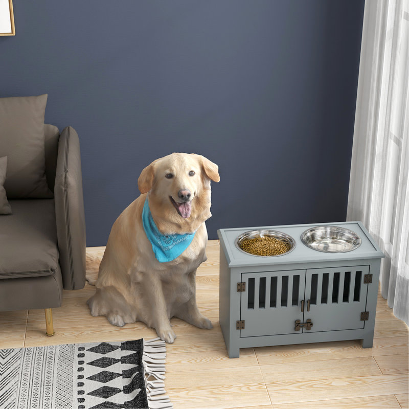Bols à nourriture grise pour chien avec rangement - pour une meilleure digestion, grande armoire d'alimentation de style moderne