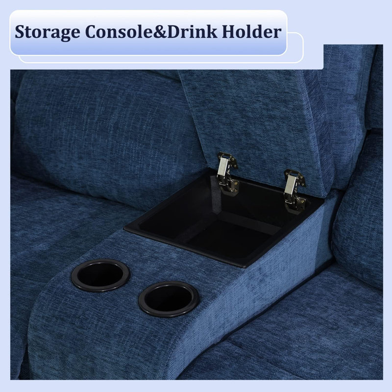 68" Manual Reclining Loveseat, Blue