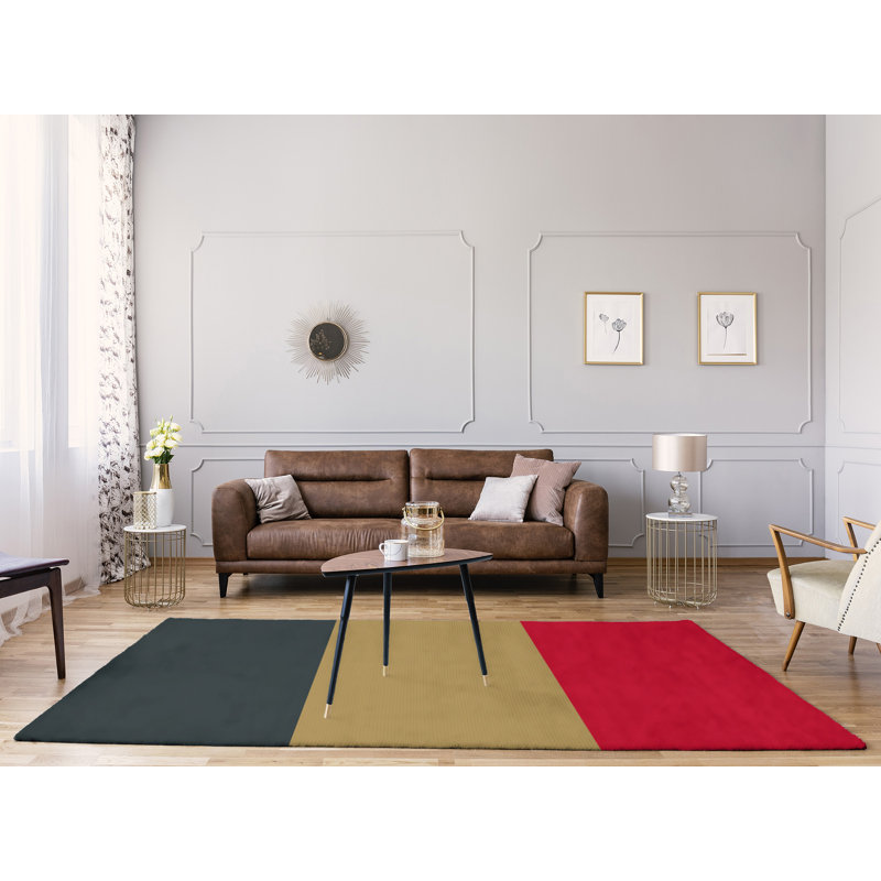 Tapis gris à rayures en acier national hockey, Rectangle 8 pi x 10 pi