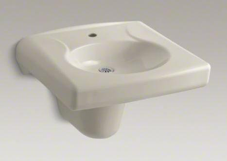 Brenham Ceramic 22" Wall Mount Bathroom Sink, Sandbar, Single 