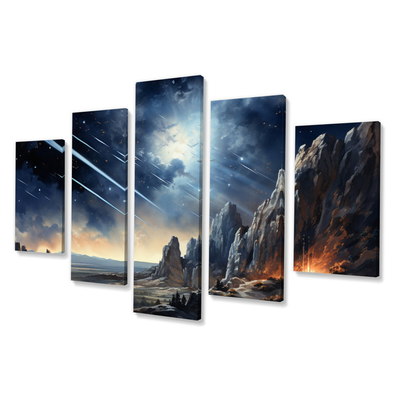 Meteors Shower Of Light IV - Landscapes Wall Decor - 5 Panels