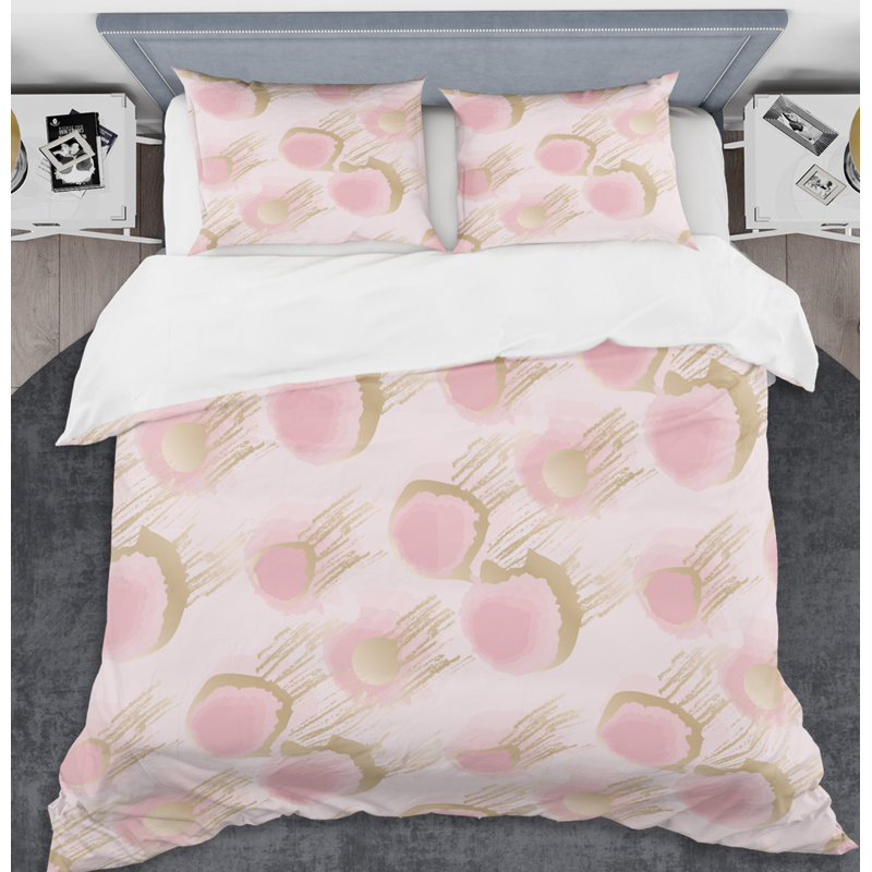Ensemble de housse de couette abstraite fleur abstraite Mid-Century, Housse de couette très grand + 2 taies décoratives
