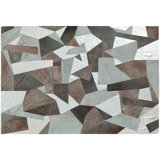 Fragments Cowhide Abstract Area Rug in Silver/Brown/Gray