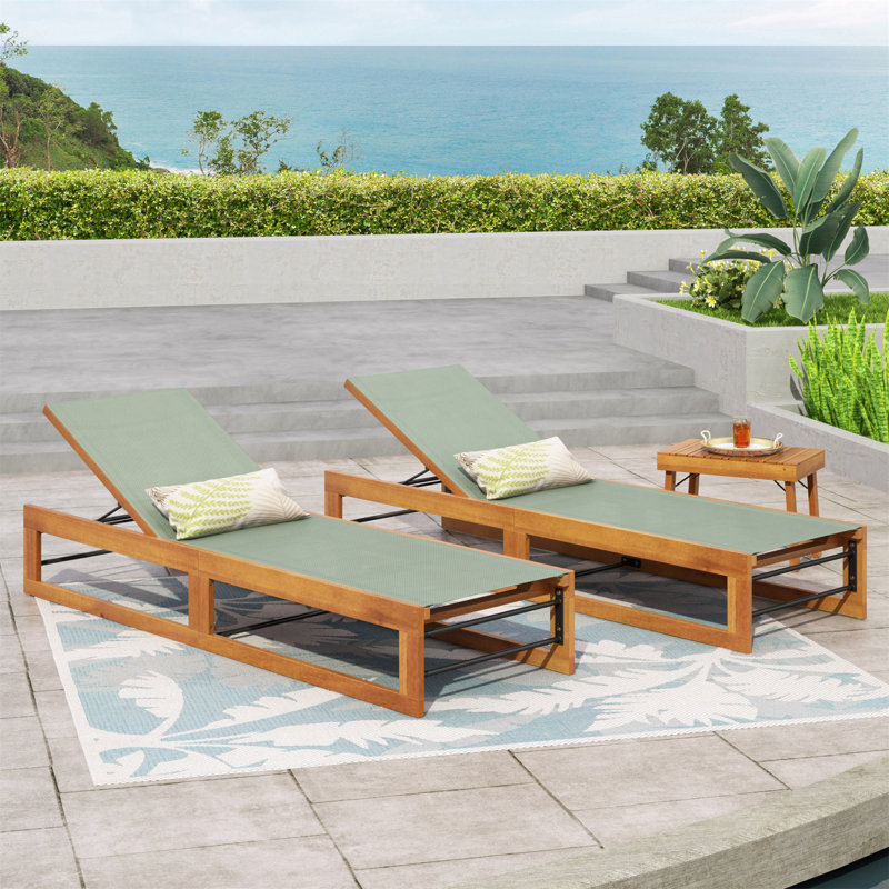 MIA CHAISE LUNGE (ensemble de 2), Vert menthe / teck, 2