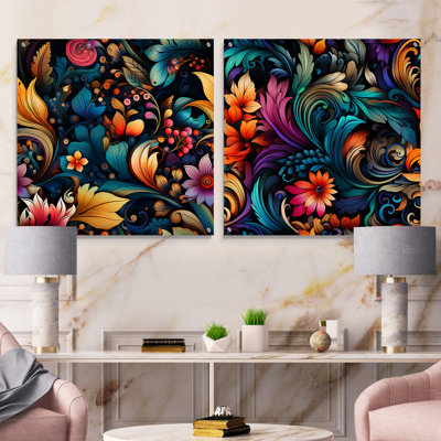 Bohemian Rhapsody Paisley Pattern II - Abstract Acrylic Wall Art Glass Set Of 2
