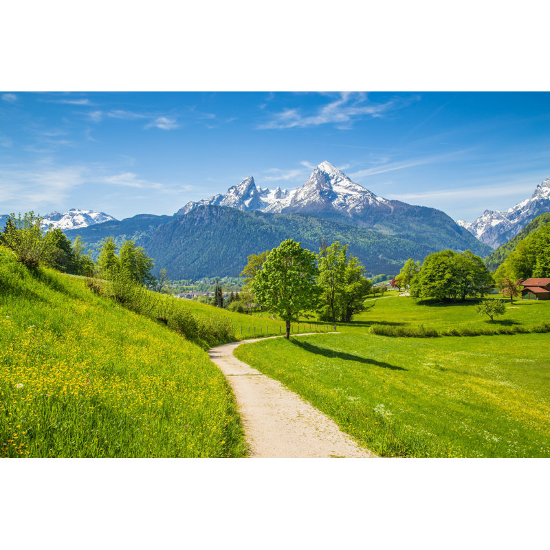 Alpes avec des pâturages de montagne - Photographie sur toile tendue, H 8 po x l 12 po