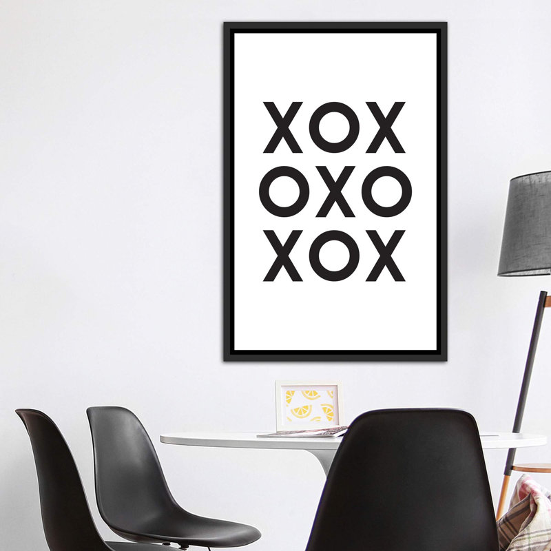 Xox - reproduction d'impression, H 60 po x l 40po x P 1,5 po, Toile avec cadre noir, Pas de tapis