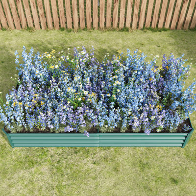 Metal Raised Garden Bed 7.6X3.7X0.98Ft - For Flower, Veggie, Herb Planting Quick Assembly, Rust, Strong Vegetable, Planter Fast To Build, Rust-, Long-Lasting