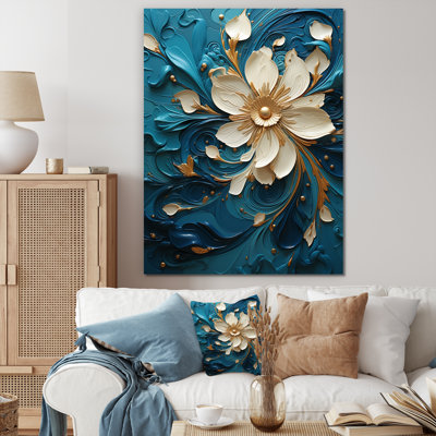 Impression sur toile florale Majestic Motion Teal Spiral II_106112