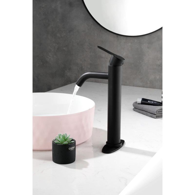 Single Handle Bathroom Faucet - Deck Mount Matte Black For Sink Hole Mounted, Matte Black