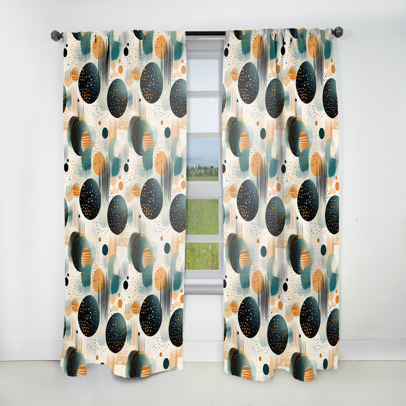 Motif géométrique jaune et vert II - rideau obscurcissant géométrique abstrait - 1 panneau, L 52 po x L 95 po