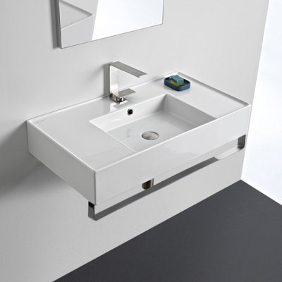 Scarabeo By Nameeks 17.4'' White Ceramic Rectangular Bathroom Sink with Overflow
