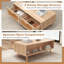 Table basse en rotin de style Mid-Century avec 2 tiroirs de rangement