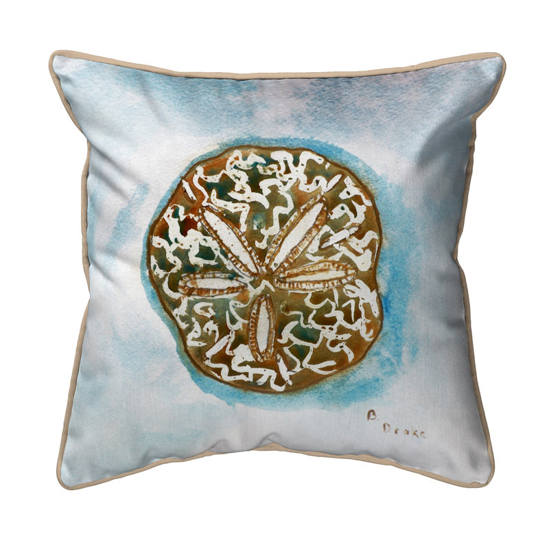 Sand Dollar Indoor/Outdoor Throw Pillow, 18" H x 18" W, Beige