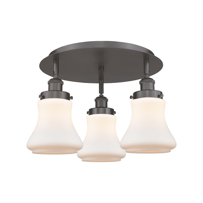 Bhanupriya Glass Flush Mount, Matte White, Oil Rubbed Bronze