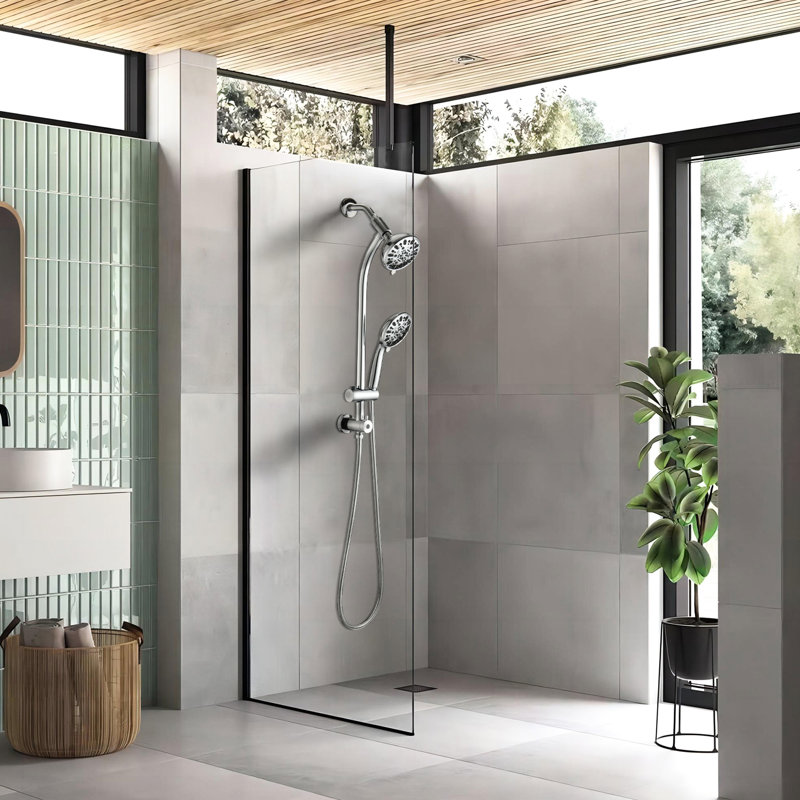 5 Inch Rain Shower & 7-Spray Handheld With 26" Slide, Easy Installation, Angle-Adjustable, Nozzles, Stable 1.8Gpm Flow, Manual Control Bathroom : Showerhead And Adjustable, Dual Flow 1.8Gpm, No Wall