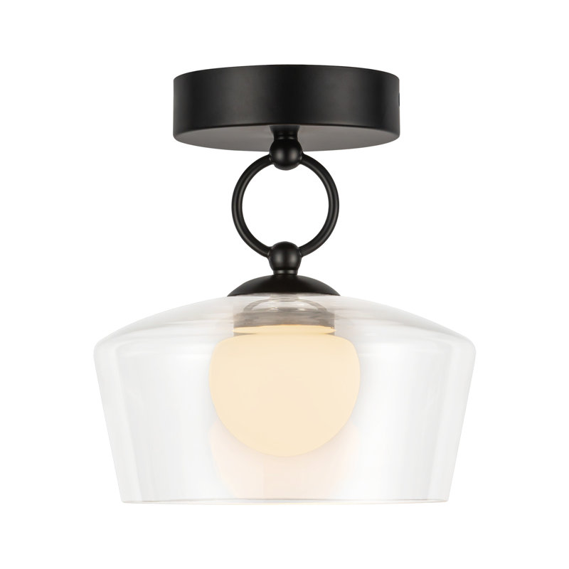 Leota Glass LED Semi Flush Mount, Black
