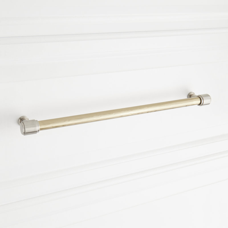 12-5/8" Lazzara Textured Oversized Cabinet Pull, Satin Nickel / Golden Champagne
