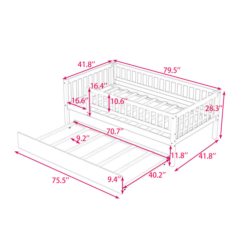 Alene Daybed with Trundle, Gray, Twin