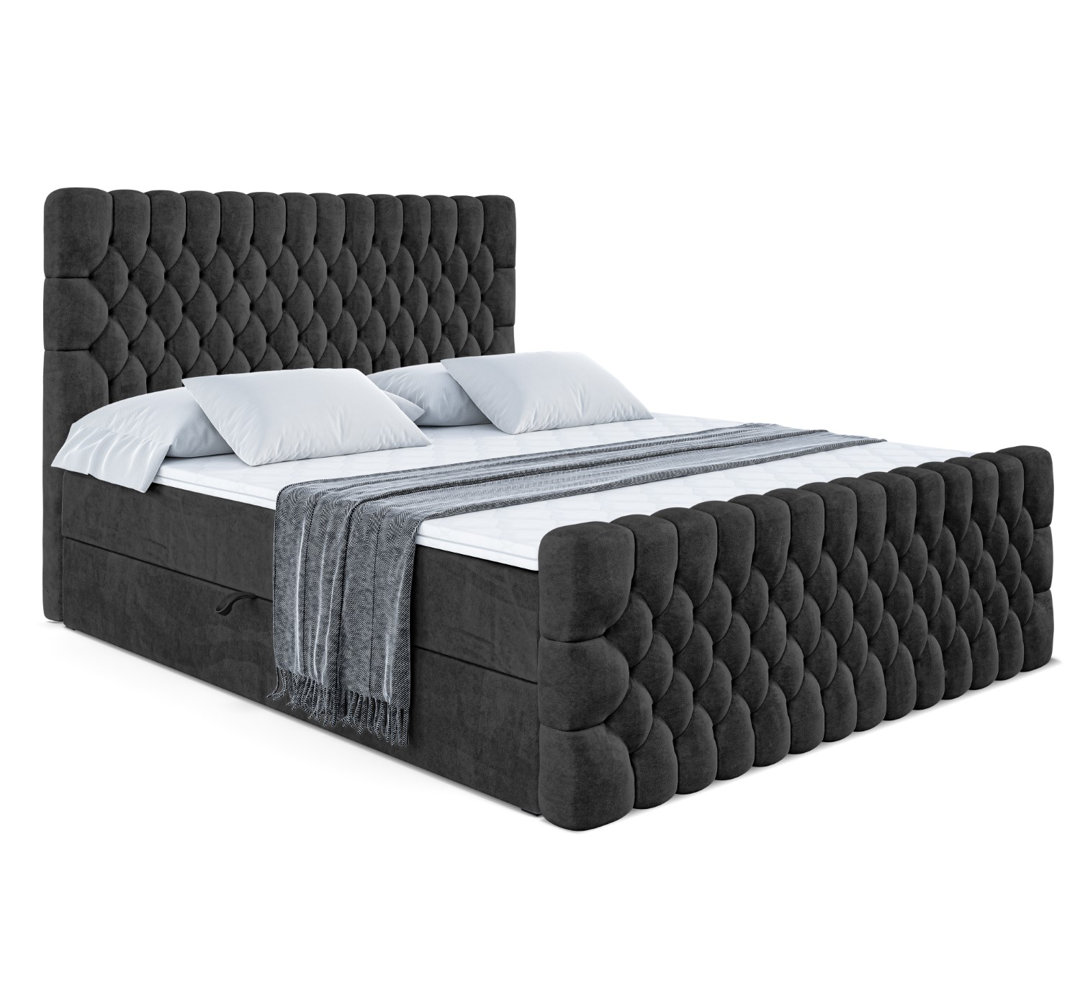 Boxspringbett mit bettkasten und Topper