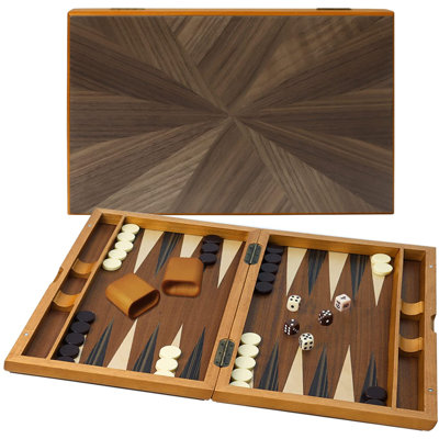 Ensemble de jeu de backgammon en bois GSE Premium. Backgammon pliable avec pièces de jeu