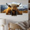 Brown Yaks In Montain I - Animals Canvas Print - 5 Panels