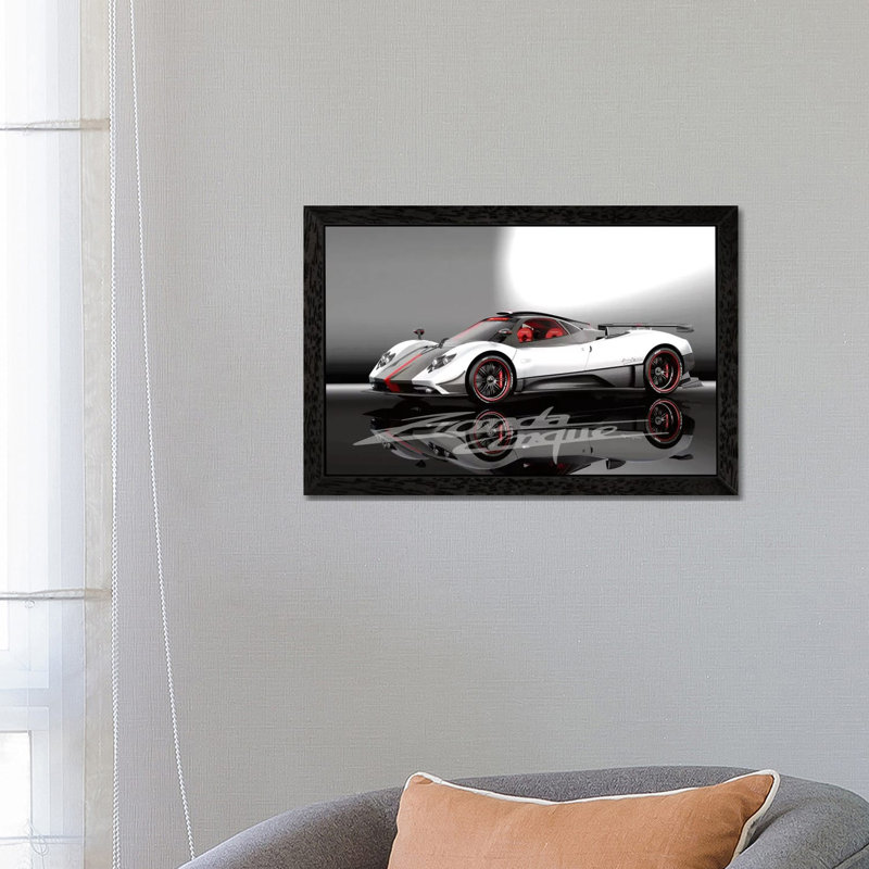Pagani Zonda Cinque - Print on Canvas, 66.04 cm H x 45.72 cm W, Black Framed