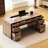 Outdoor Wood Bar Height Table And Stools With Cushions, PE Rattan Wicker Table
