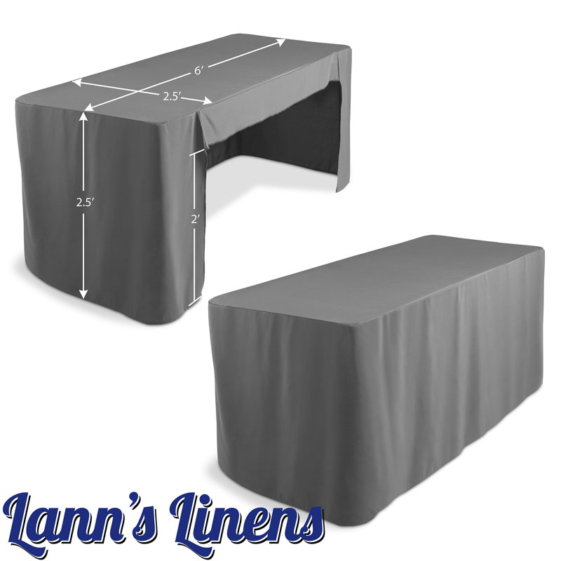 Gray 6' Open Back Fitted Trade Show Table Cover