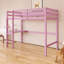 Lit mezzanine simple à structure en bois avec barrière de sécurité et bureau intégré-906487425